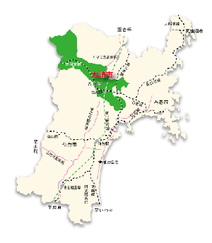 是大崎市的位置圖。大崎市位於宮城縣的西北部。