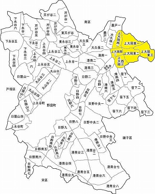 港南区地図でのの位置