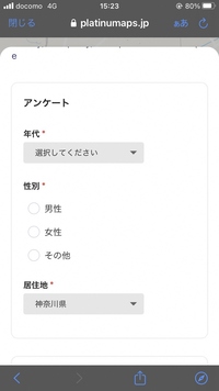 Questionnaire screen