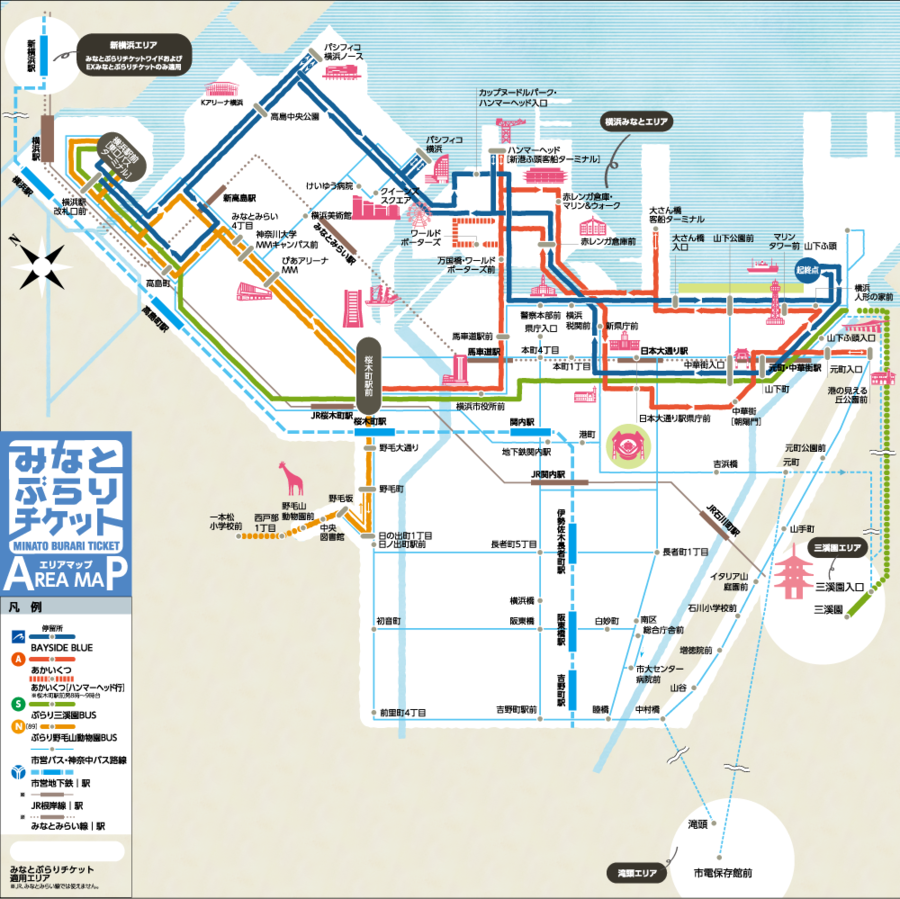 Bản đồ phạm vi áp dụng vé Minato Burari