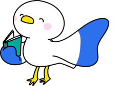 Illustration of a seagull who is reading a book