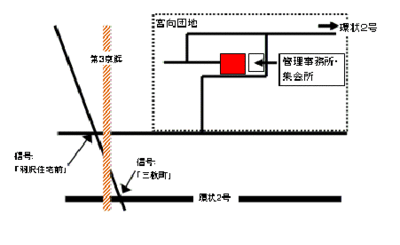 A map of the vicinity of Miyamukai Station is displayed.