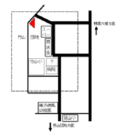 다케야마 스테이션 부근의 지도를 표시하고 있습니다.