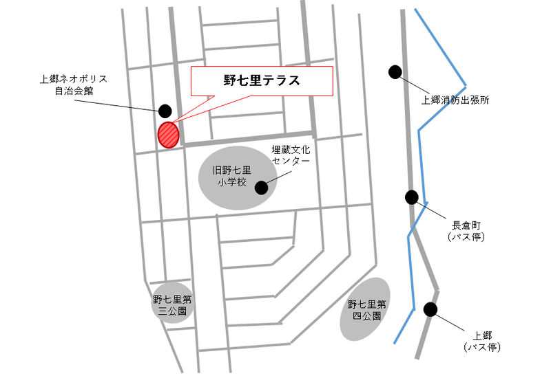 野七里ステーション近辺の地図を表示しています。