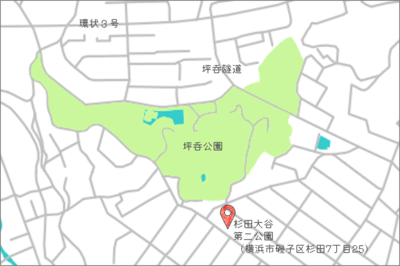 显示杉田大谷站附近的地图。