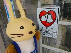 港南図書館入り口補助犬のマーク