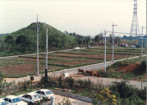 川和中学校から川和富士を眺む＜ width=