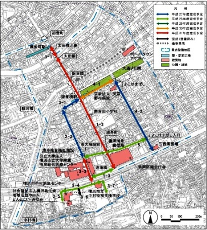 阪東橋駅・黄金町駅周辺地区の生活関連経路図