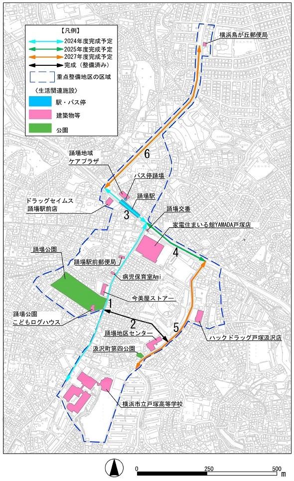 Life-related route map in the area around Odanba Station