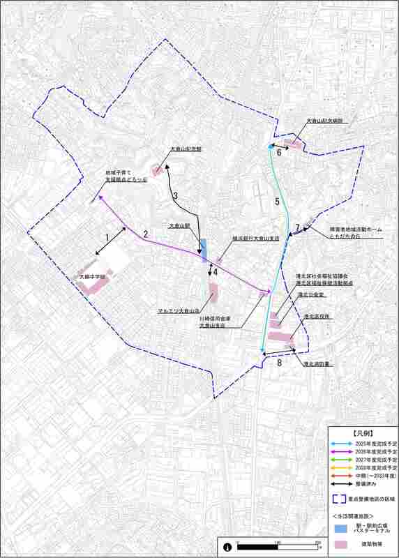 大倉山駅周辺地区の生活関連経路図