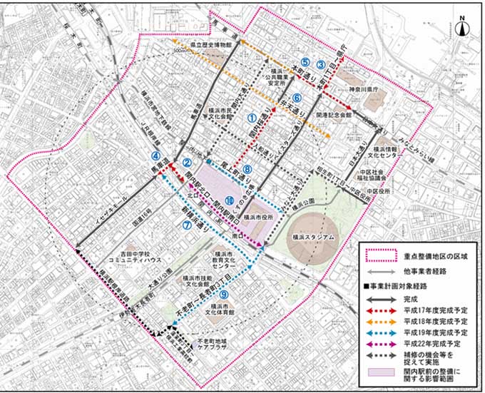 関内駅周辺地区の生活関連経路図