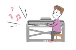 電子ピアノを弾く男性のイラスト
