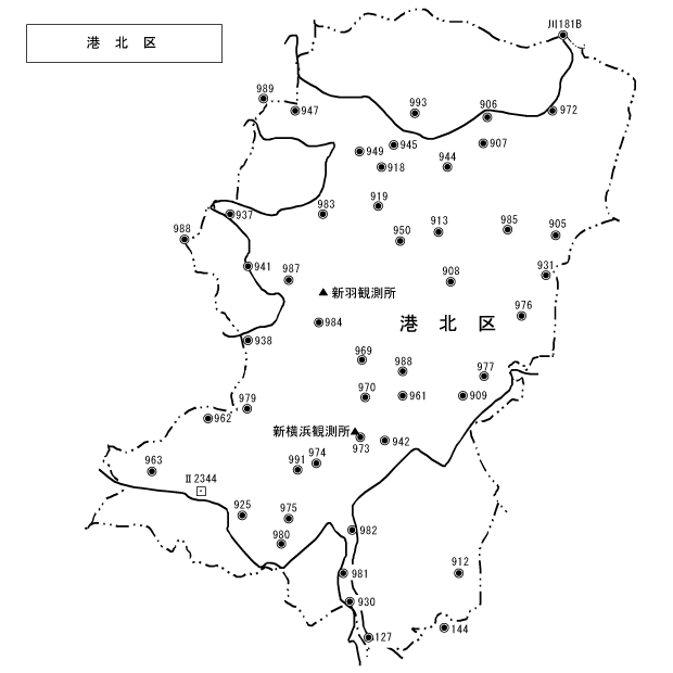 港北区水準点位置図