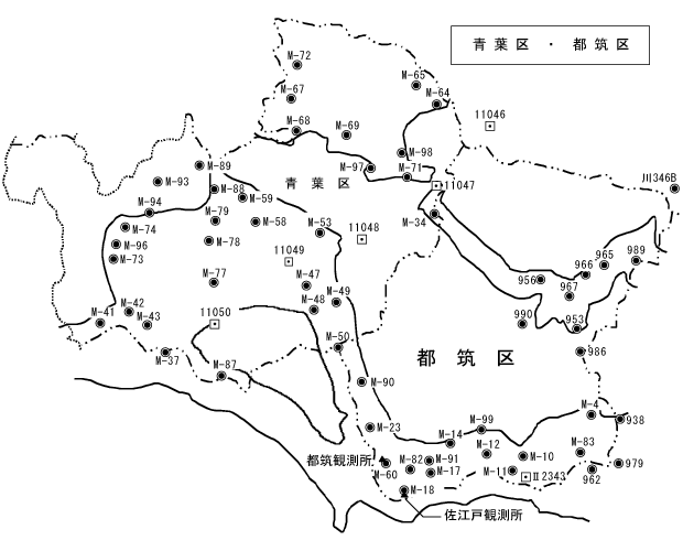 都筑区水準点位置図