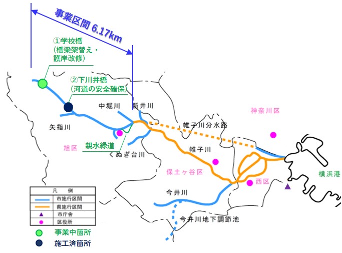 Location map of Katabira River Renovation Project