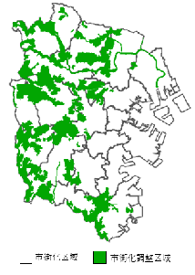 市街化区域と市街化調整区域の分布図