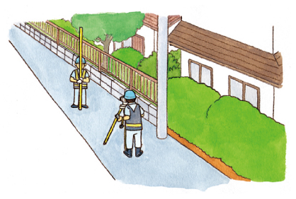 「まちの避難経路」中心杭等設置のイメージ図