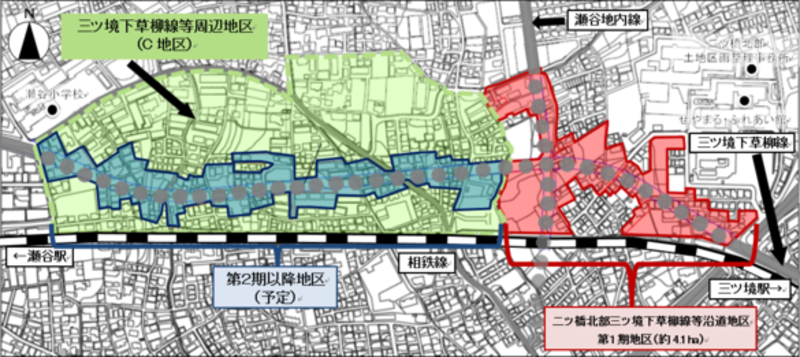 Roadside area such as Mitsukyo Shimosoyagi Line Northern Futatsu Bridge Phase 1 Location Map