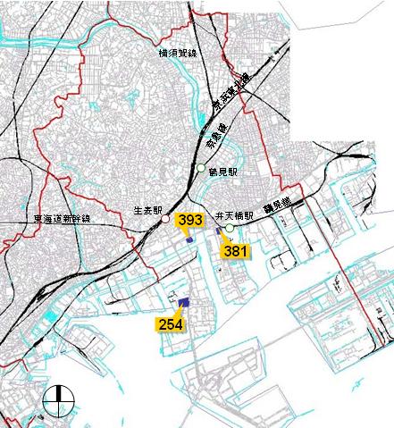 Bản đồ khu vực thỏa thuận xây dựng phường Tsurumi