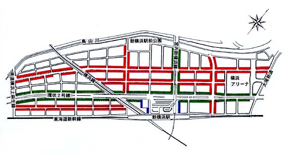 新横浜駅北部周辺図の画像