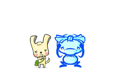 Đây là hình minh họa hai linh vật của Yokohama Slim là Eo và Mio đang gặp rắc rối.