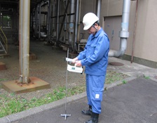 Photograph of air dose measurement using a scintillation counter