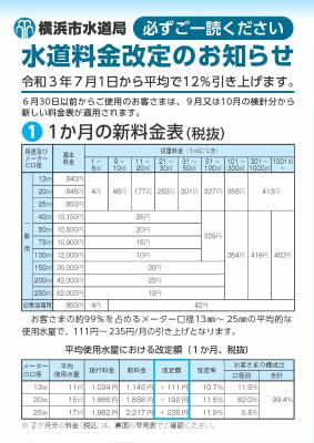 リーフレット「水道料金改定のお知らせ」