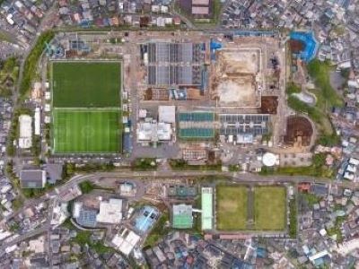 西谷浄水場の全体工事写真（令和７年５月）です。