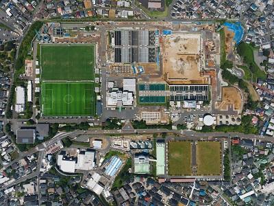 西谷浄水場の全体工事写真（令和７年８月）です。