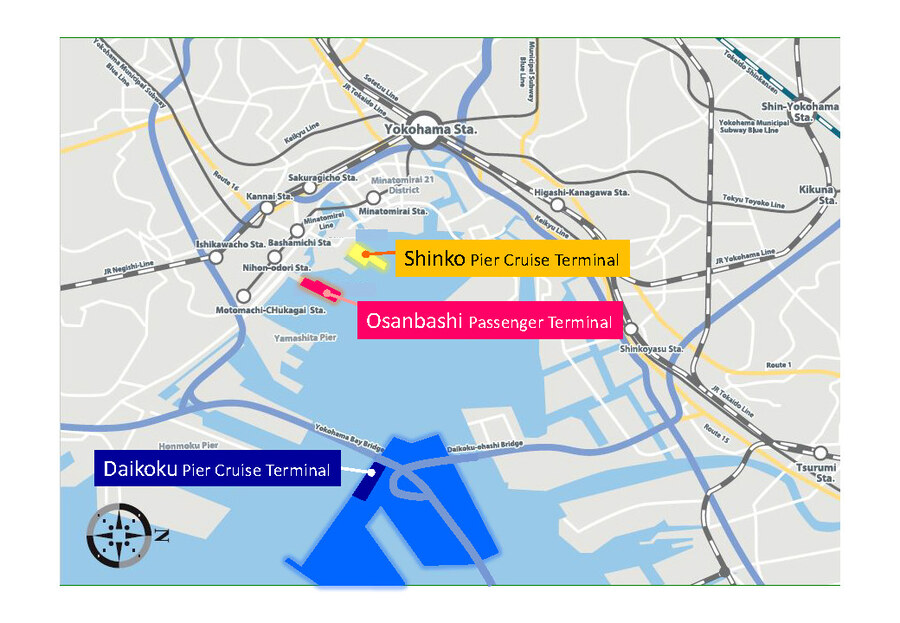 maps of cruise terminals of Yokohama