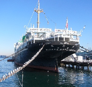 Hikawa Maru moored in Yokohama's Yamashita Park