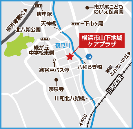 요코하마시 야마시타 지역사회보호 플라자 지도