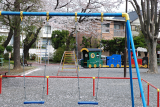 Swings and playground equipment at Gotani Park