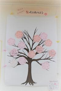 さくらザウルス六ツ川ひろば「好きな本・おすすめ本で桜の花を咲かせよう」展示の様子