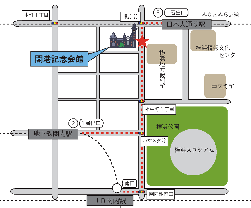 通往开港纪念会馆的交通