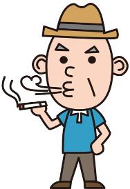 正在帽子吸進被tteirujiijiga香煙的圖片