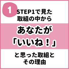 STEP1で見た取組の中からあなたが「いいね！」と思った取組とその理由