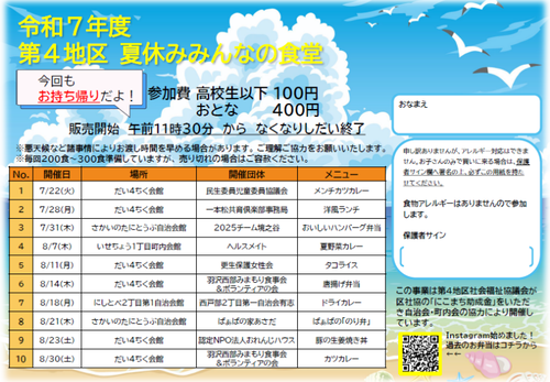 令和７年度開催日程 