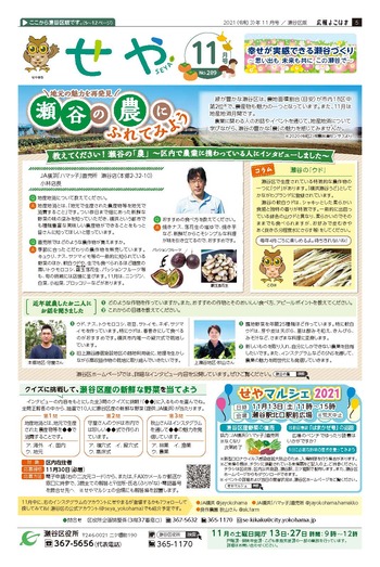 Tapa de problema de noviembre para el Yokohama de información público Pupilo de Seya