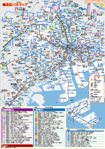 A parte de trás de Tsurumi ônibus mapa