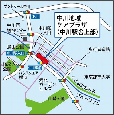 Bản đồ Trung tâm Chăm sóc Khu vực Nakagawa
