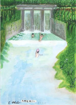 大棚堰での水遊び